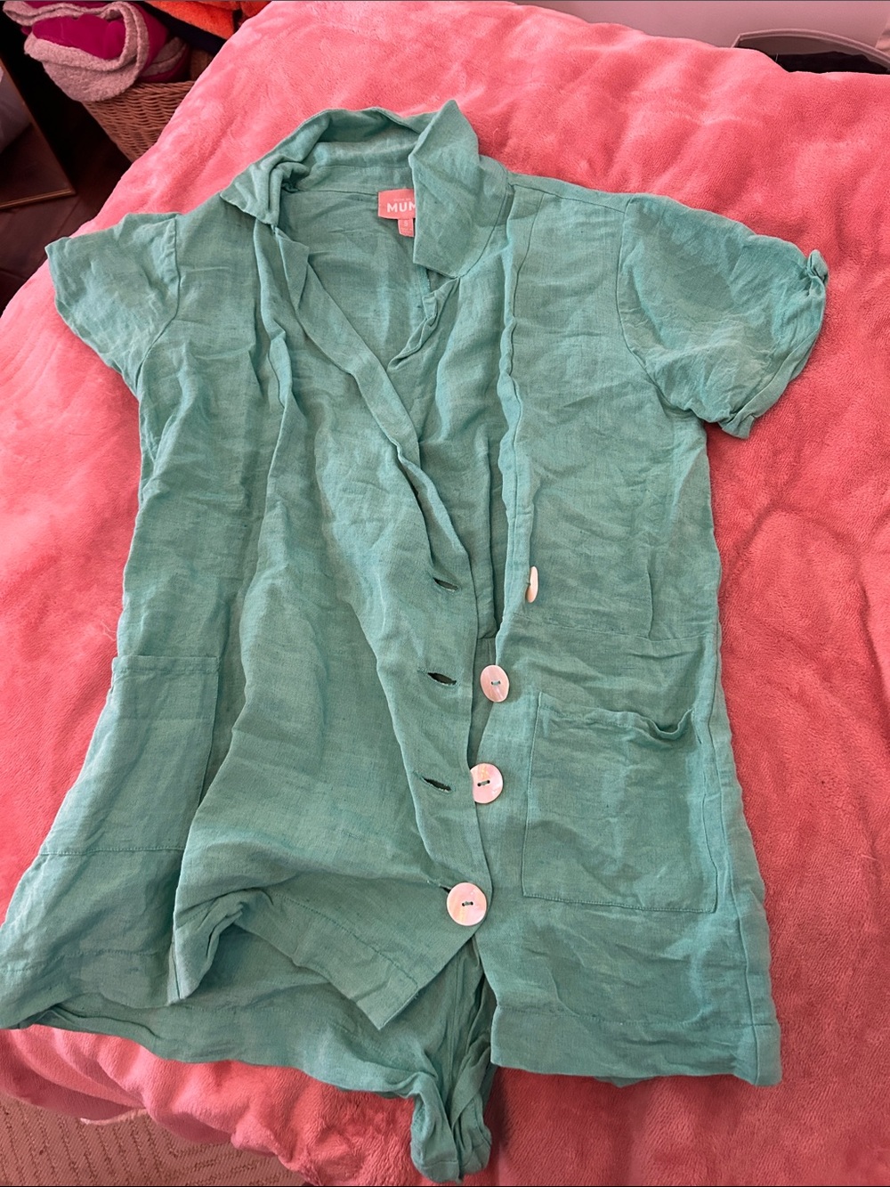 Lightweight Seafoam Button-Up Linen Tunic